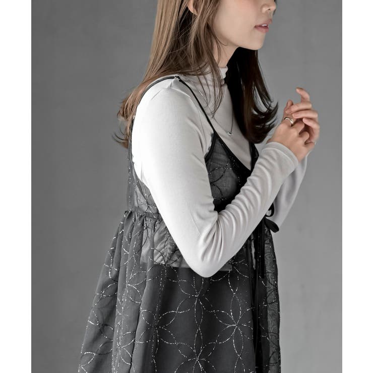 花柄刺繍前開きダブルリボンキャミチュニック | rps | 詳細画像31 