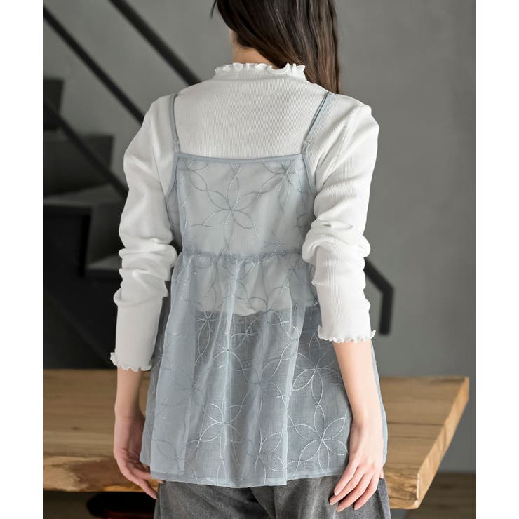 花柄刺繍前開きダブルリボンキャミチュニック | rps | 詳細画像37 