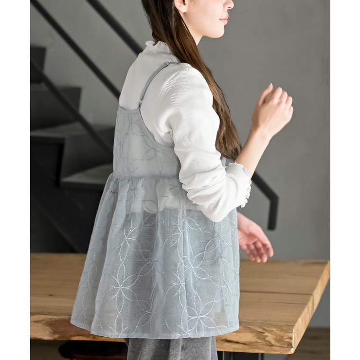 花柄刺繍前開きダブルリボンキャミチュニック | rps | 詳細画像38 