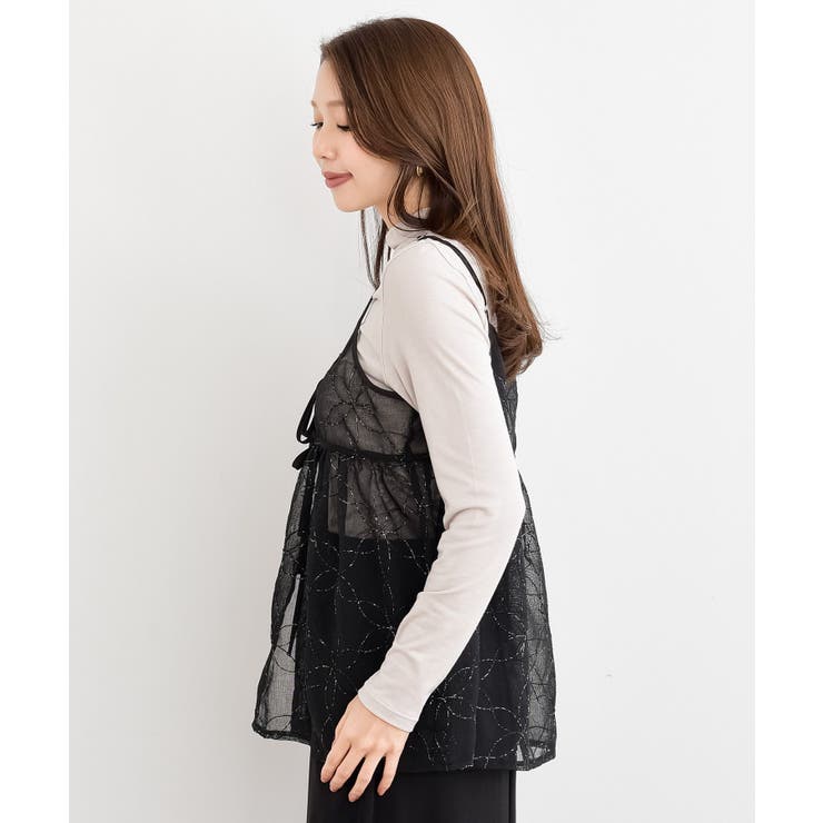 花柄刺繍前開きダブルリボンキャミチュニック | rps | 詳細画像39 