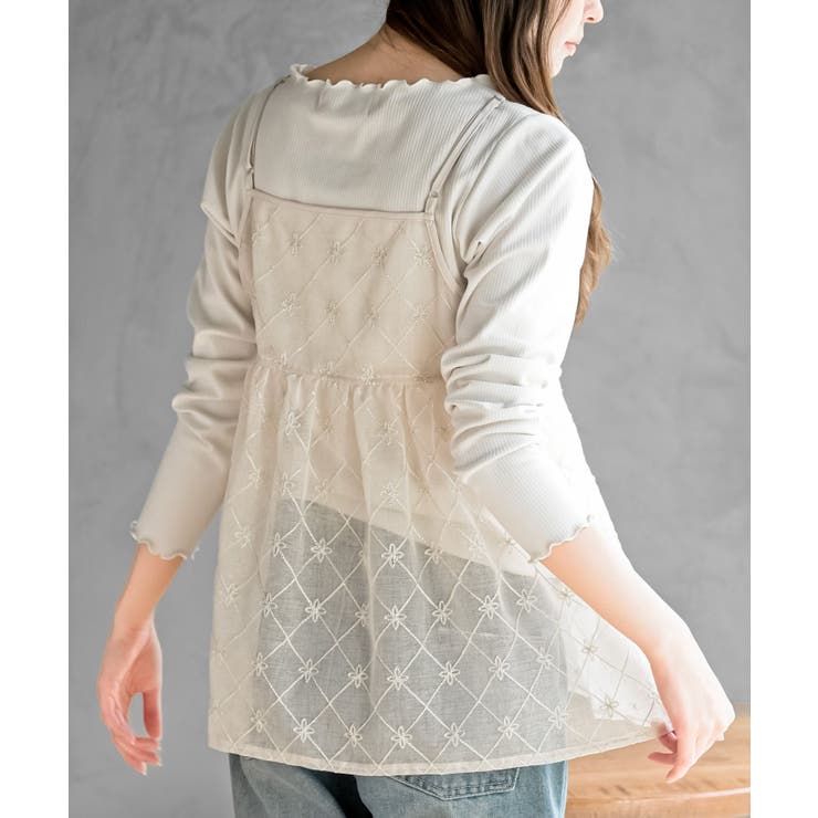 花柄刺繍前開きダブルリボンキャミチュニック | rps | 詳細画像7 