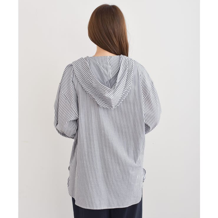 コットンシアーストライプフード付きブラウス | rps | 詳細画像17 