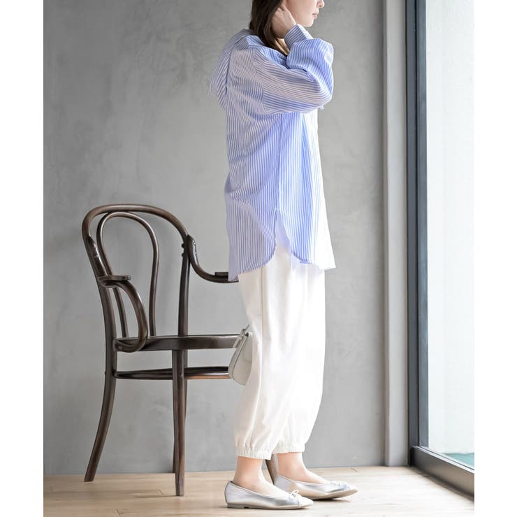 コットンシアーストライプフード付きブラウス | rps | 詳細画像4 