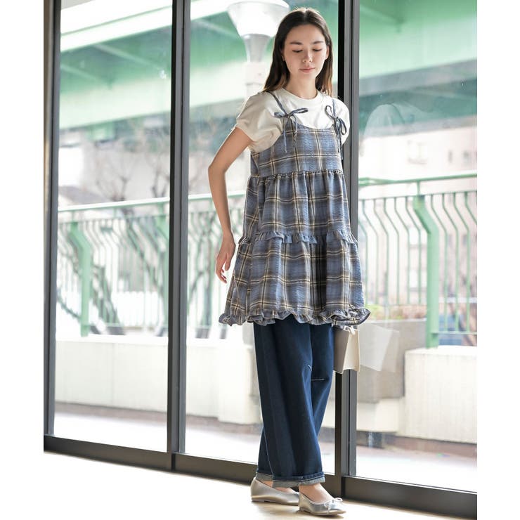 ワッフルチェックリボンキャミチュニック | rps | 詳細画像10 