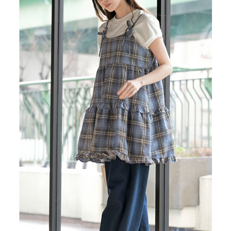 ワッフルチェックリボンキャミチュニック | rps | 詳細画像11 