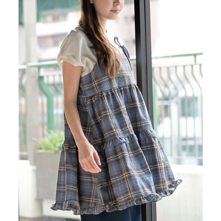 ワッフルチェックリボンキャミチュニック | rps | 詳細画像17 