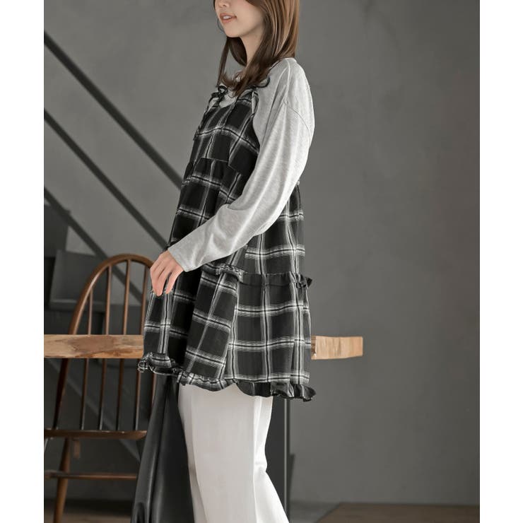 ワッフルチェックリボンキャミチュニック | rps | 詳細画像3 