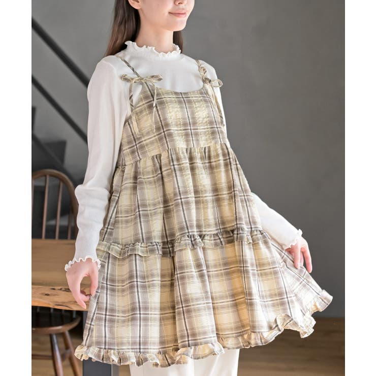 イエロー | ワッフルチェックリボンキャミチュニック | rps