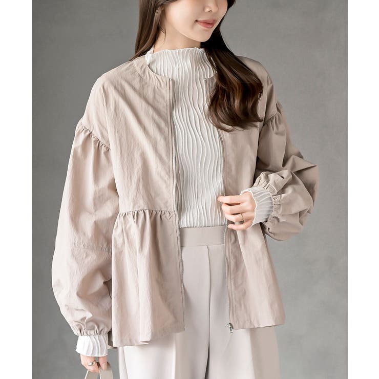 グレージュ | ペプラムジップジャケット | rps