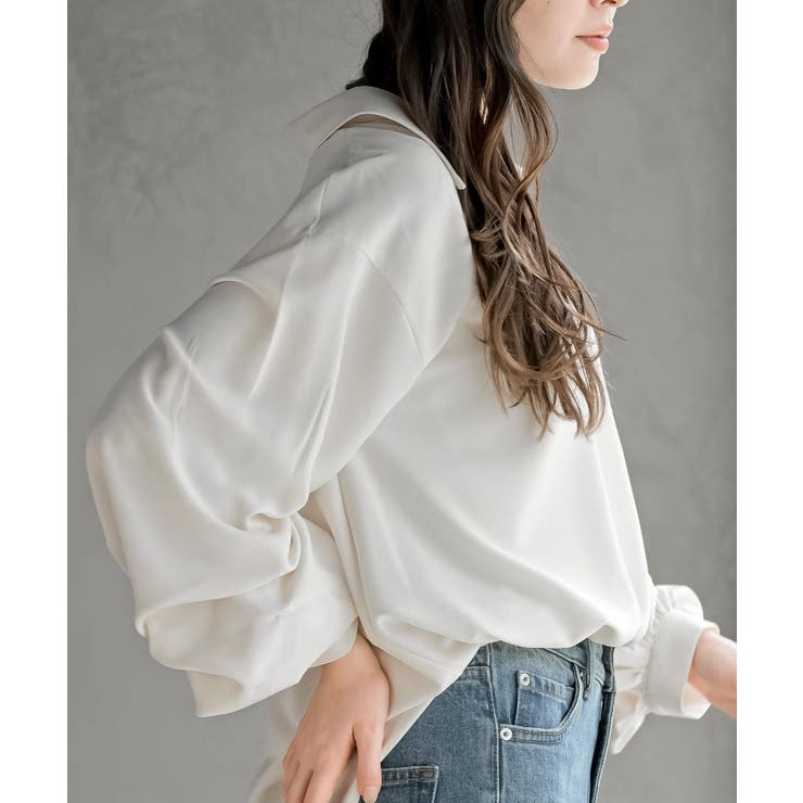 変形袖タックスキッパーブラウス | rps | 詳細画像8 