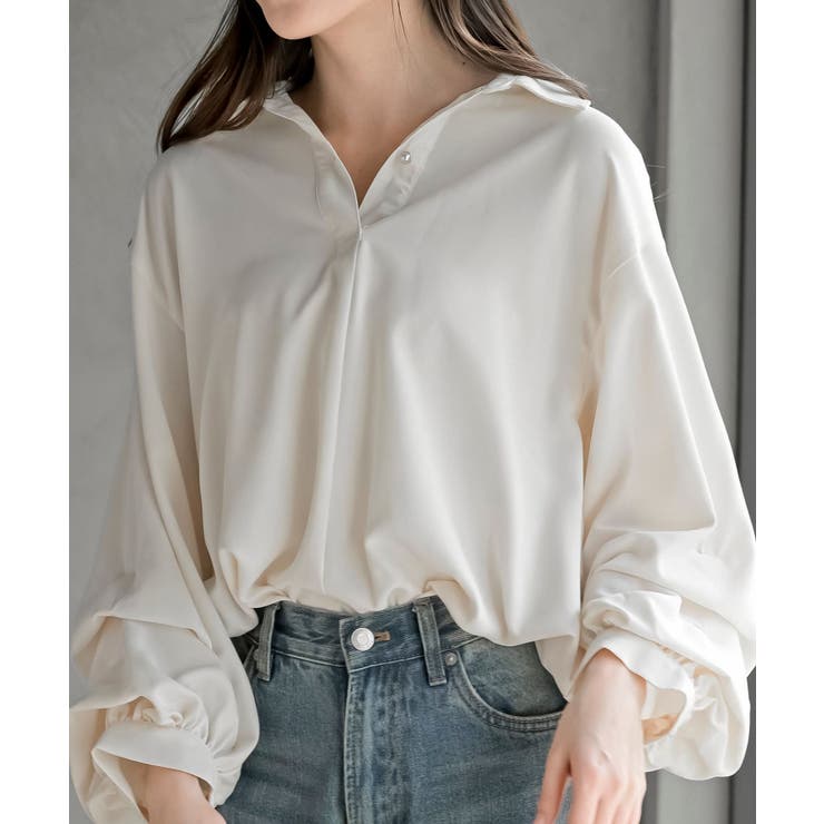 変形袖タックスキッパーブラウス | rps | 詳細画像9 