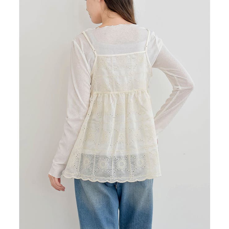 花柄刺繍前開きダブルリボンキャミソール | rps | 詳細画像12 