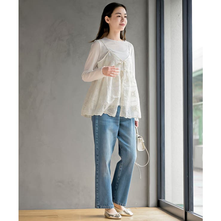 花柄刺繍前開きダブルリボンキャミソール | rps | 詳細画像2 