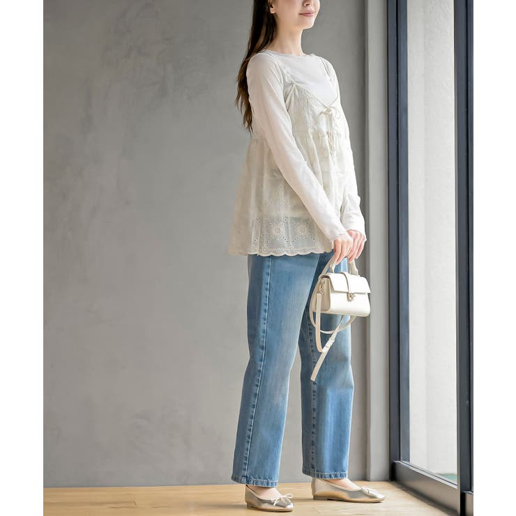 花柄刺繍前開きダブルリボンキャミソール | rps | 詳細画像5 