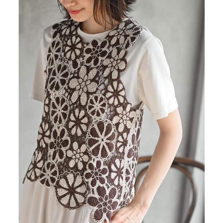 配色レースベスト | rps | 詳細画像1 