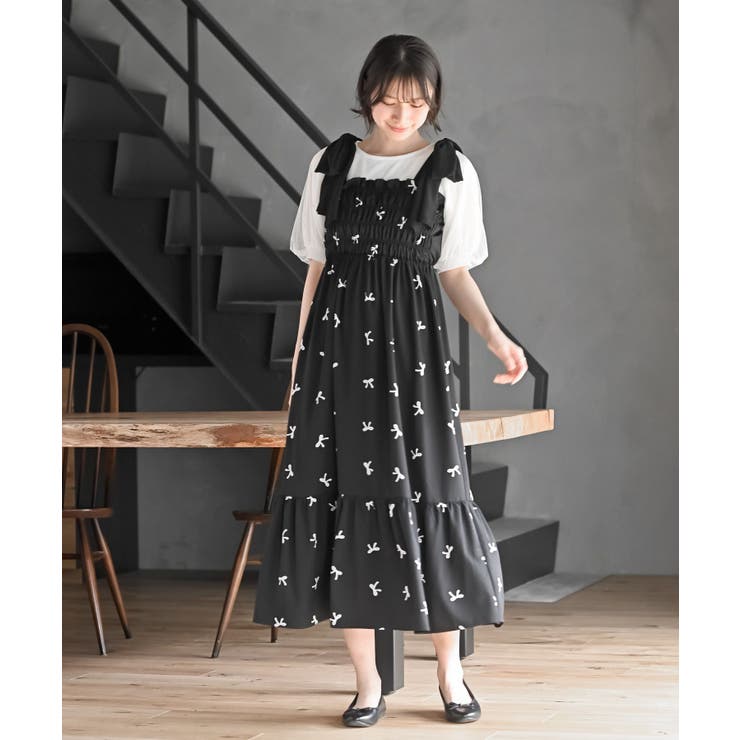 肩リボンシャーリングワンピース | rps | 詳細画像15 