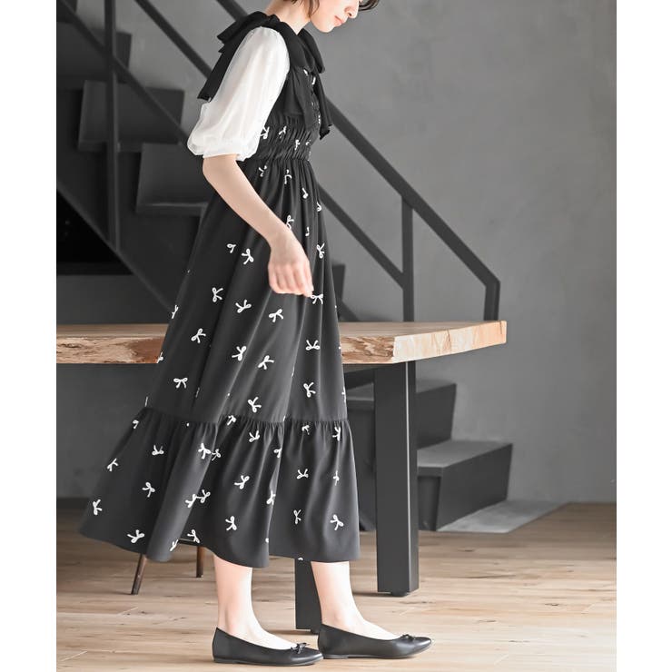 肩リボンシャーリングワンピース | rps | 詳細画像18 