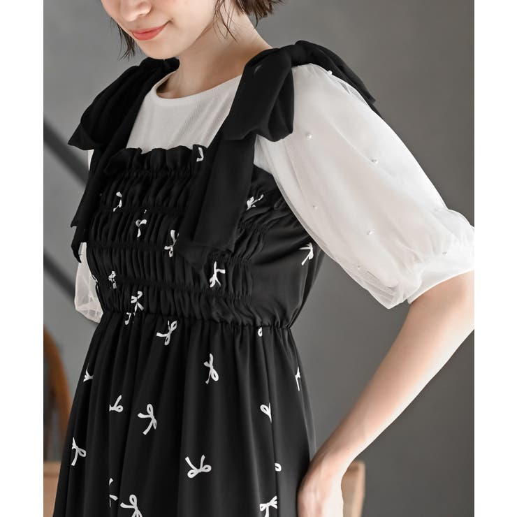 肩リボンシャーリングワンピース | rps | 詳細画像20 