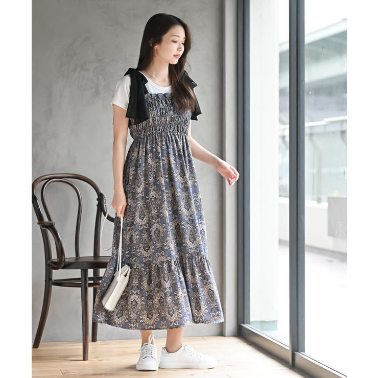 肩リボンシャーリングワンピース | rps | 詳細画像24 