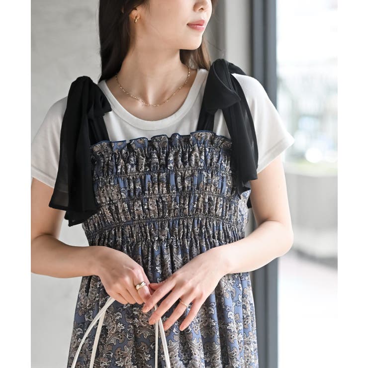 肩リボンシャーリングワンピース | rps | 詳細画像28 