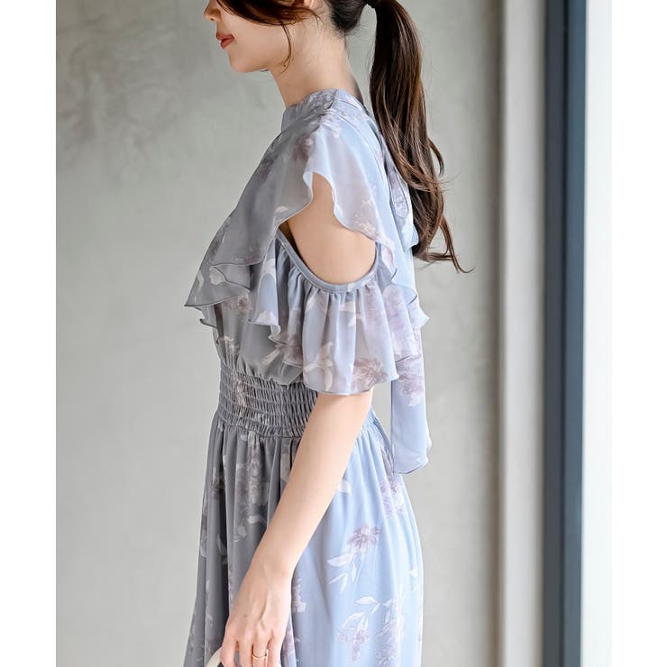 ラッフルスリーブ花柄ワンピース[品番：RPSW0003663]｜rps（アール