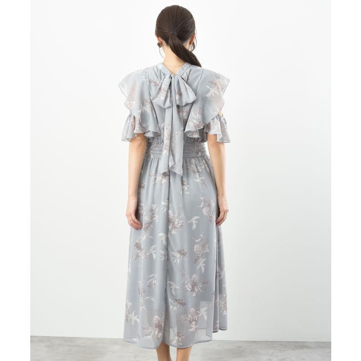 ラッフルスリーブ花柄ワンピース[品番：RPSW0003663]｜rps