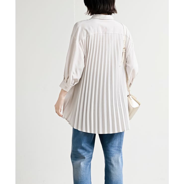 BACKプリーツ裾タック7分袖ブラウス[品番：RPSW0003682]｜rps