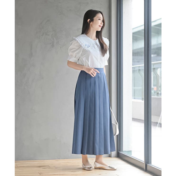 刺繍入りフリル衿5分袖ブラウス[品番：RPSW0003734]｜rps（アール