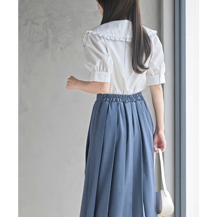 刺繍入りフリル衿5分袖ブラウス[品番：RPSW0003734]｜rps（アール