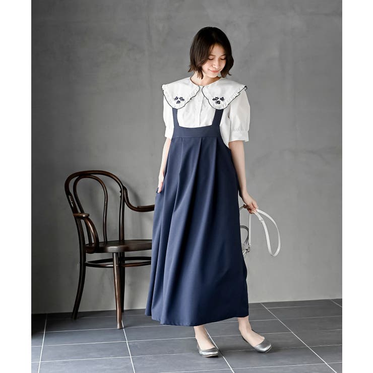 刺繍入りフリル衿5分袖ブラウス[品番：RPSW0003734]｜rps（アール