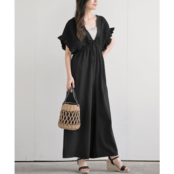 ブラック2 | シャーリングフリルロンパース | rps