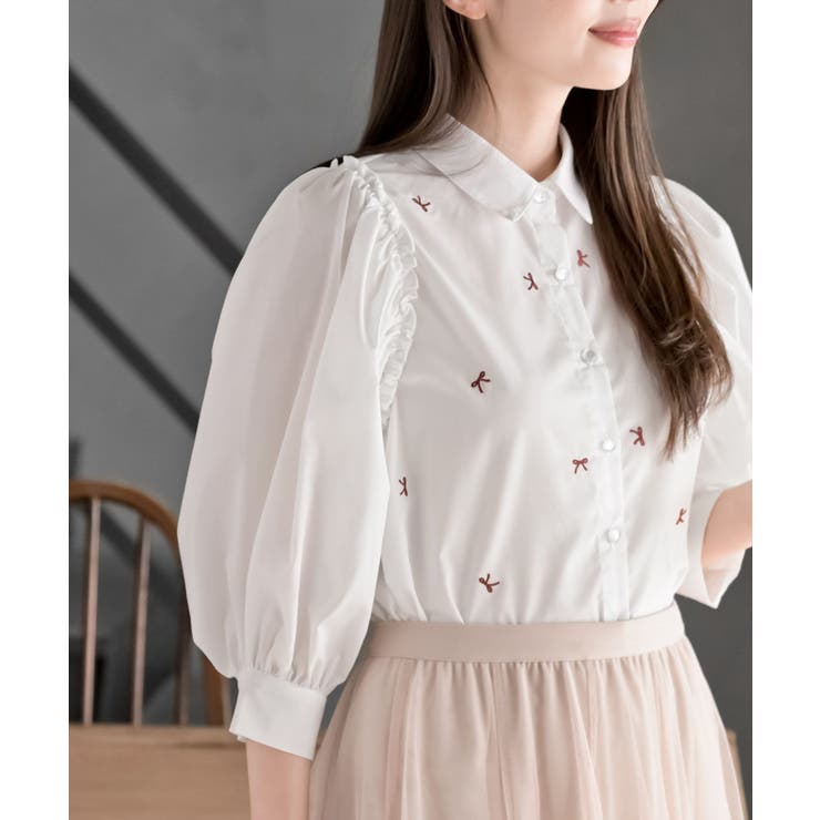 刺繍ボリューム6分袖ブラウス[品番：RPSW0003816]｜rps（アール