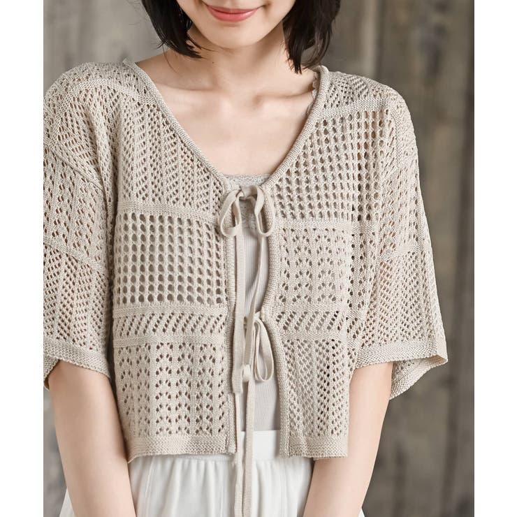 スカシ編みフロントリボンカーディガン | rps | 詳細画像22 