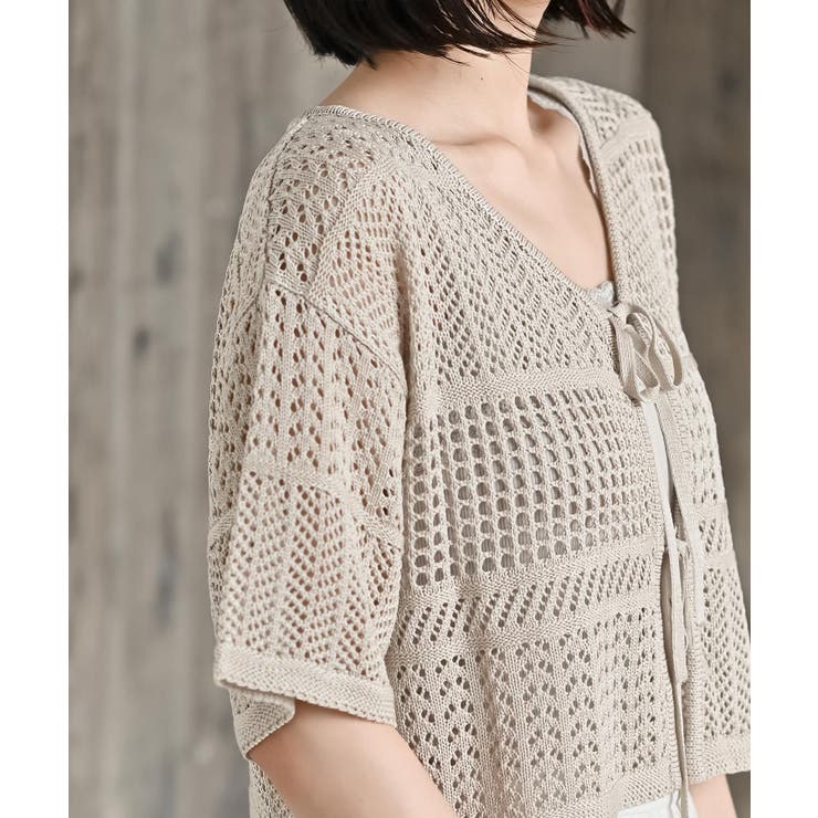 スカシ編みフロントリボンカーディガン | rps | 詳細画像23 