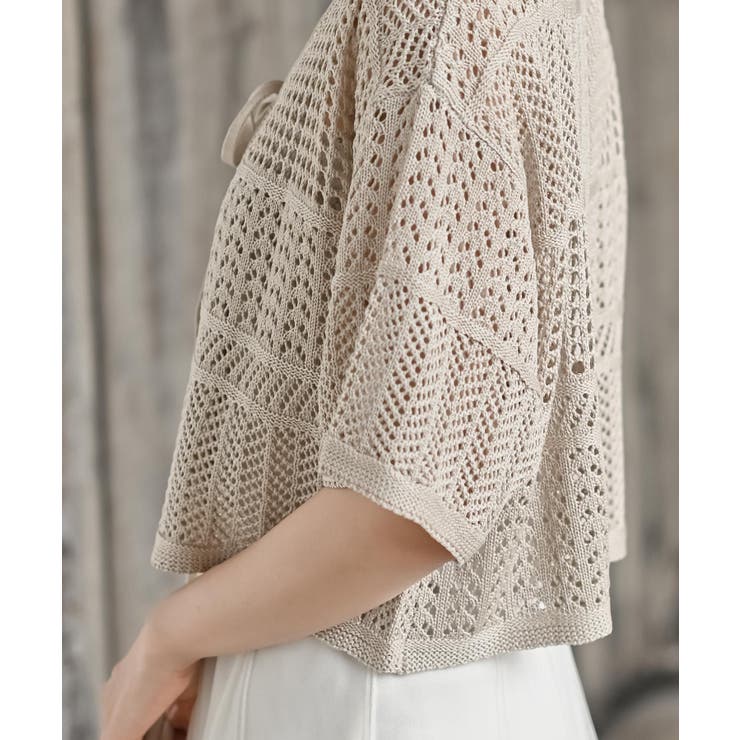 スカシ編みフロントリボンカーディガン | rps | 詳細画像25 