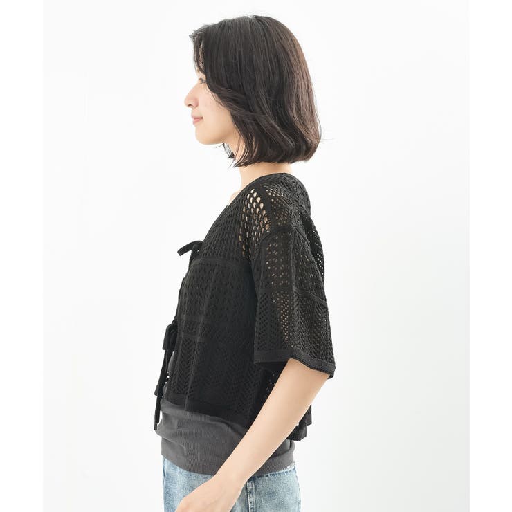 スカシ編みフロントリボンカーディガン | rps | 詳細画像26 