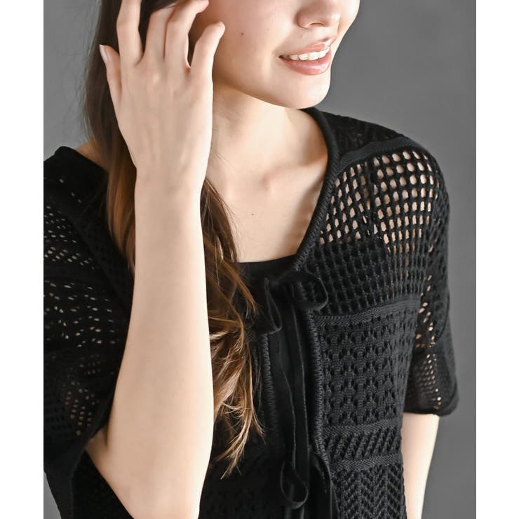 スカシ編みフロントリボンカーディガン | rps | 詳細画像6 