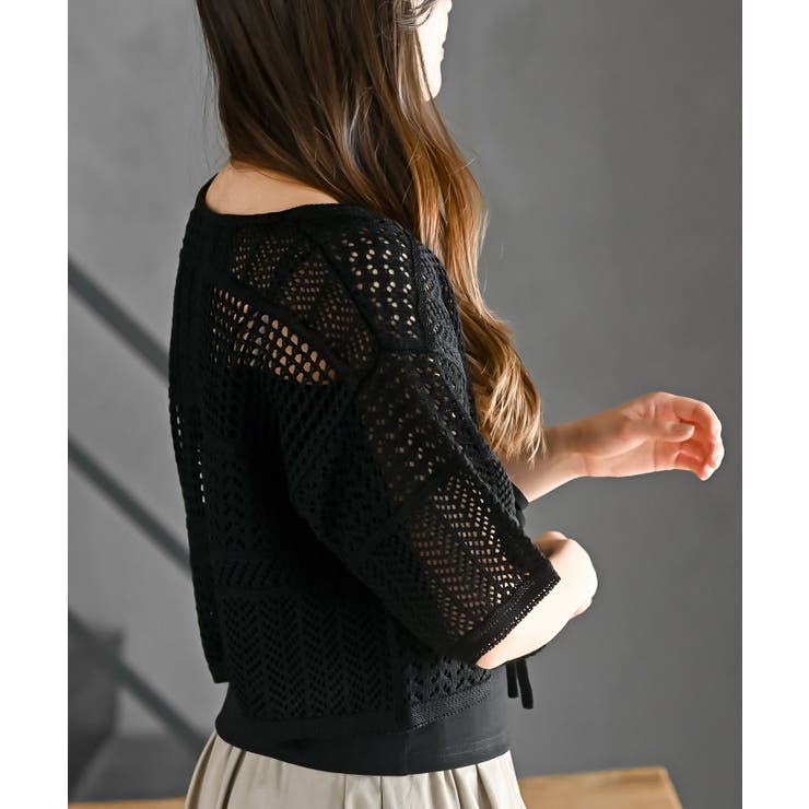 スカシ編みフロントリボンカーディガン | rps | 詳細画像9 