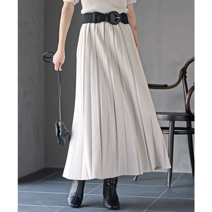 アイボリー | スエードポンチプリーツスカート | rps