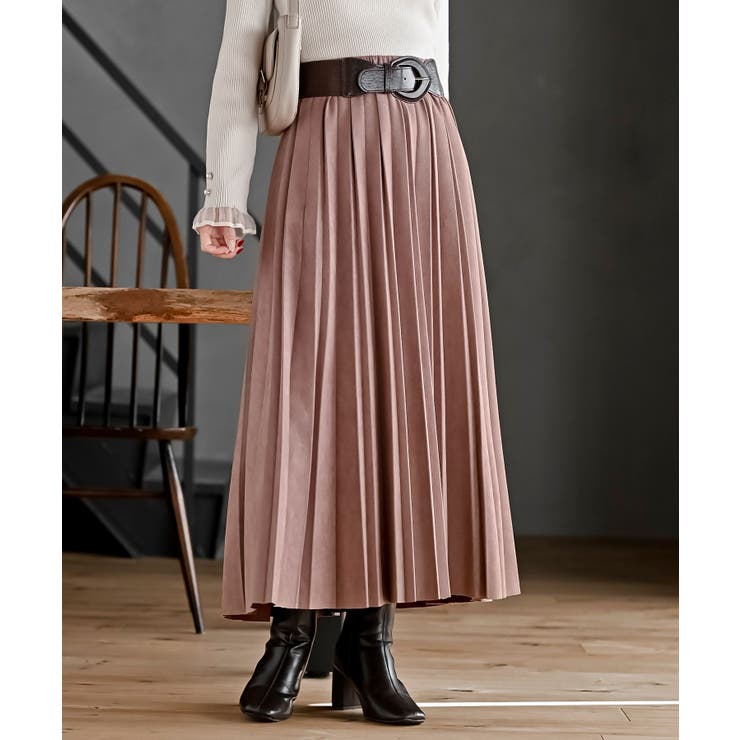 Pベージュ | スエードポンチプリーツスカート | rps