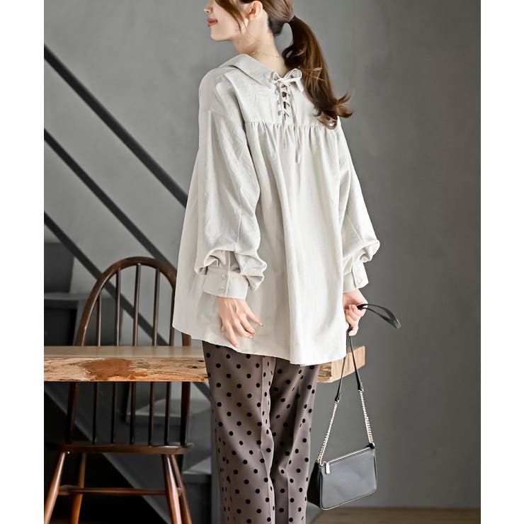 レースアップピーチ起毛ボリューム袖ブラウス | rps | 詳細画像12 