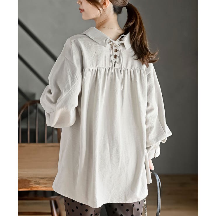 レースアップピーチ起毛ボリューム袖ブラウス | rps | 詳細画像16 