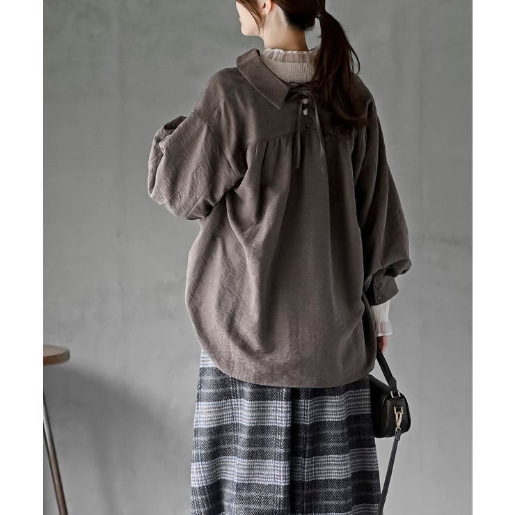 レースアップピーチ起毛ボリューム袖ブラウス | rps | 詳細画像20 