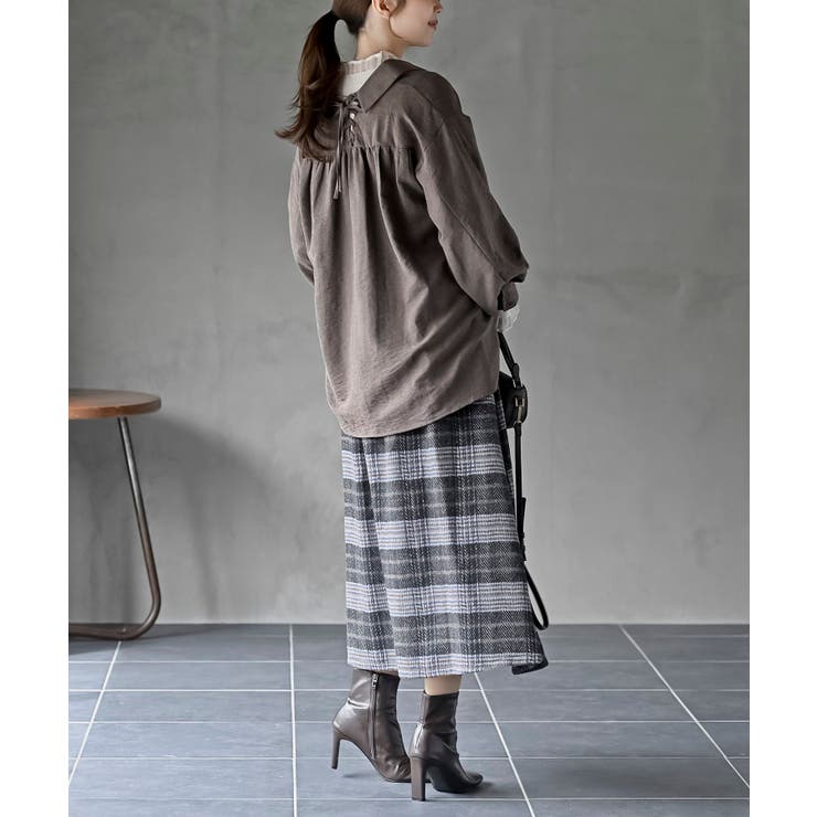 レースアップピーチ起毛ボリューム袖ブラウス | rps | 詳細画像21 