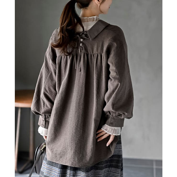 レースアップピーチ起毛ボリューム袖ブラウス | rps | 詳細画像24 