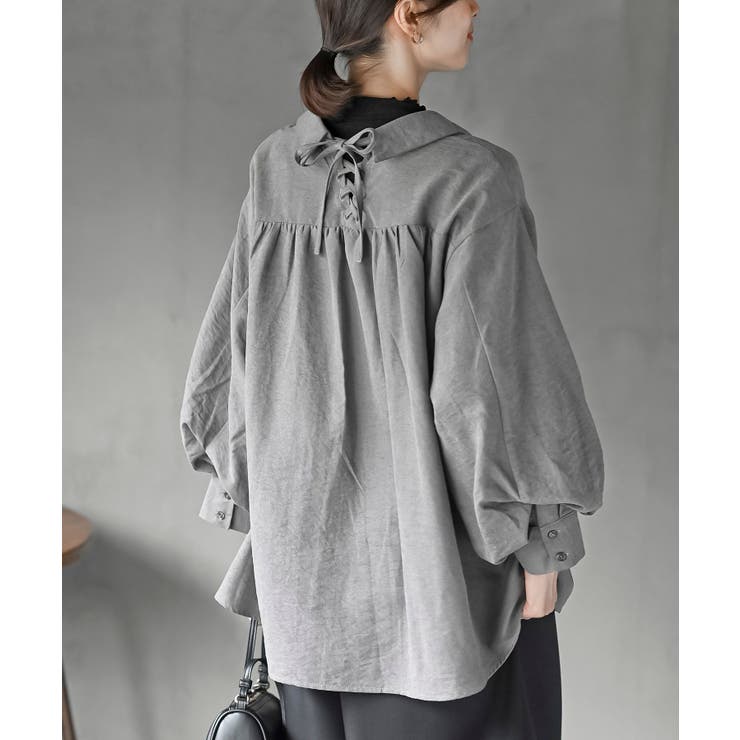 レースアップピーチ起毛ボリューム袖ブラウス | rps | 詳細画像8 