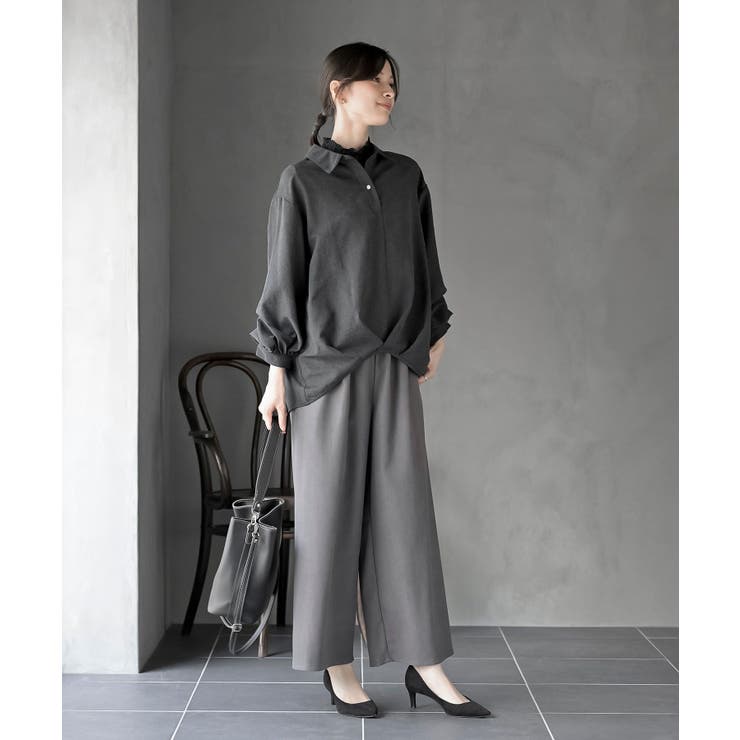 変形袖タックピーチ起毛スキッパーブラウス | rps | 詳細画像10 