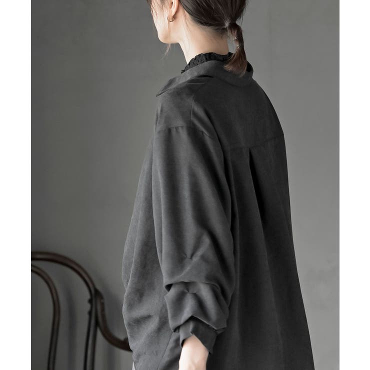 変形袖タックピーチ起毛スキッパーブラウス | rps | 詳細画像15 