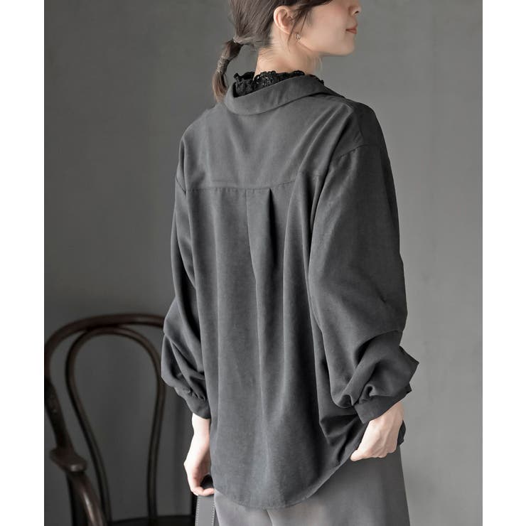 変形袖タックピーチ起毛スキッパーブラウス | rps | 詳細画像16 