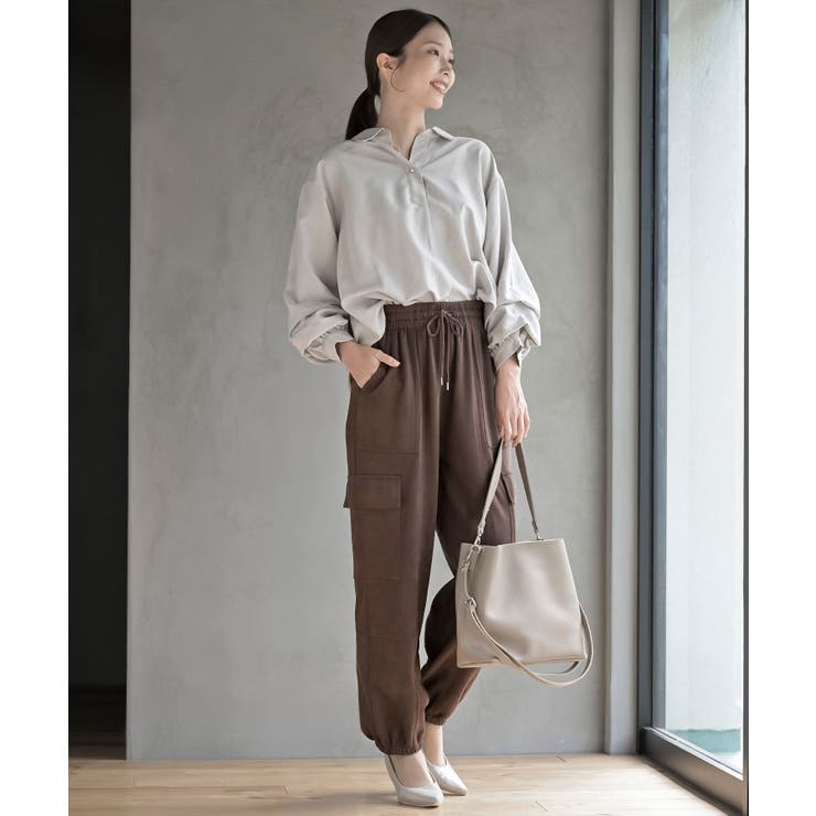 変形袖タックピーチ起毛スキッパーブラウス | rps | 詳細画像18 